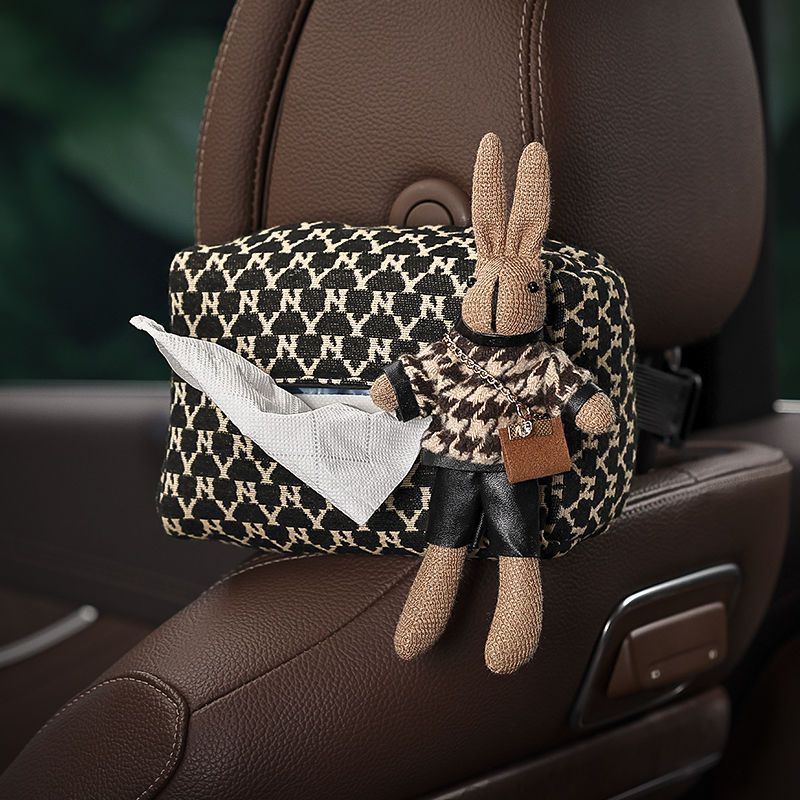 Caja de pañuelos para coche con estampado de pata de gallo