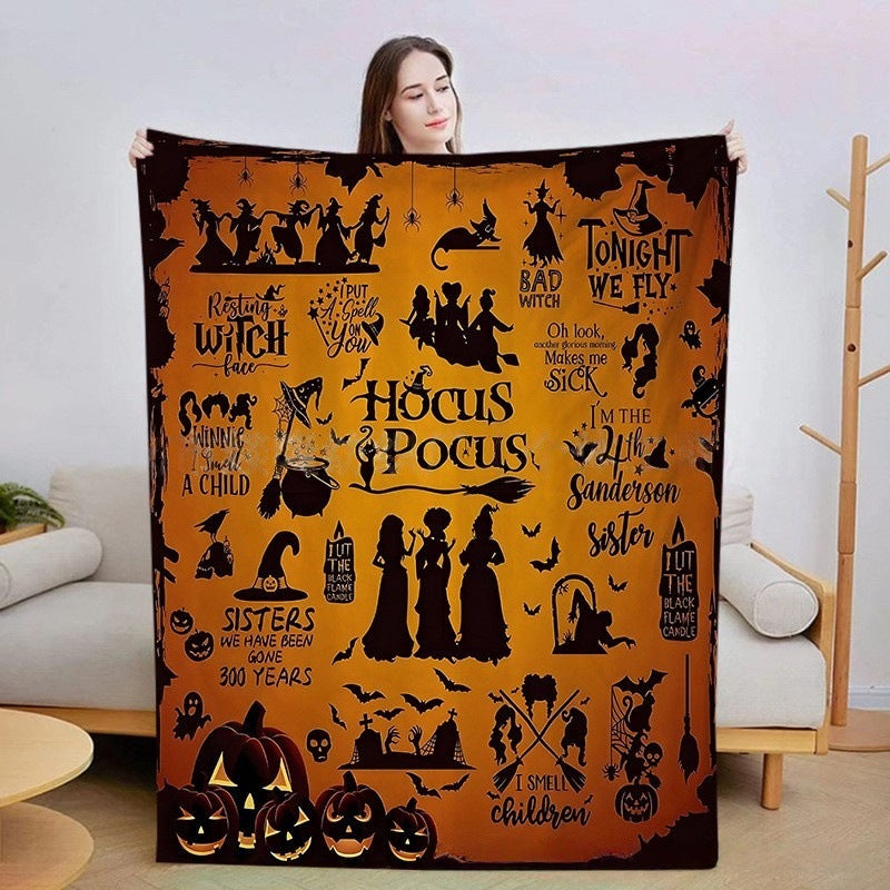 Pumpkin And Bat Blanket
