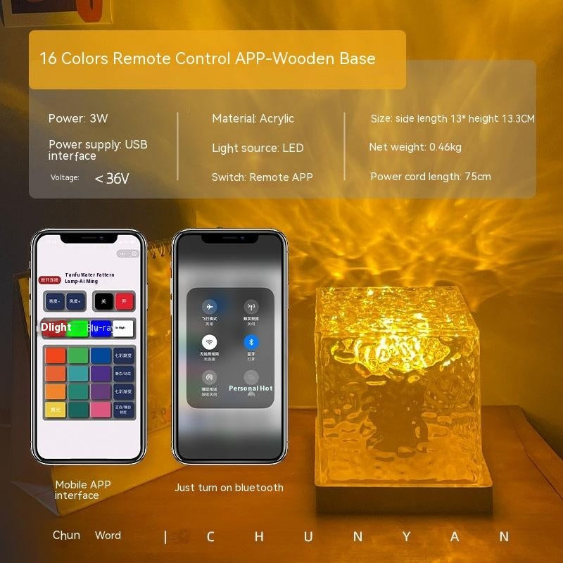 Lámpara de cristal con efecto de ondas de agua