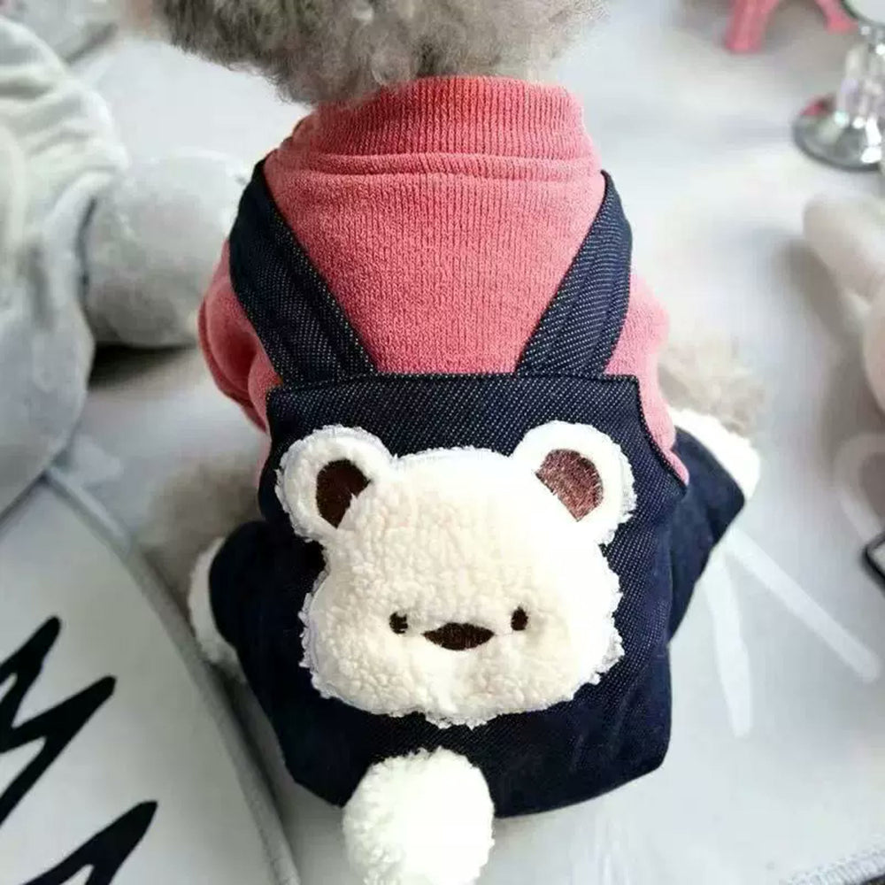 Cozy Bear Pet Outfit — Red Bear with Four Legs