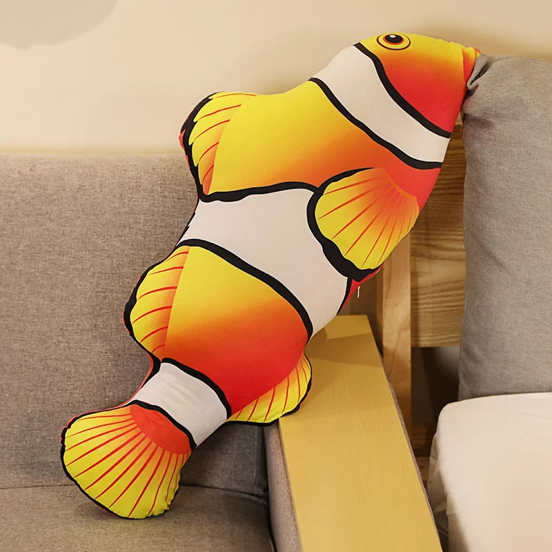 The clownfish pillow on its own - orange with white bands