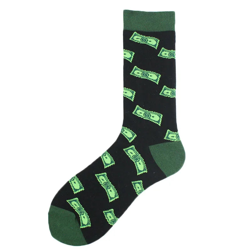 Funny novelty crew socks, dollar bills design