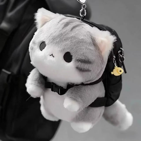 Soft Gray Cat Bag Charm, 10 cm
