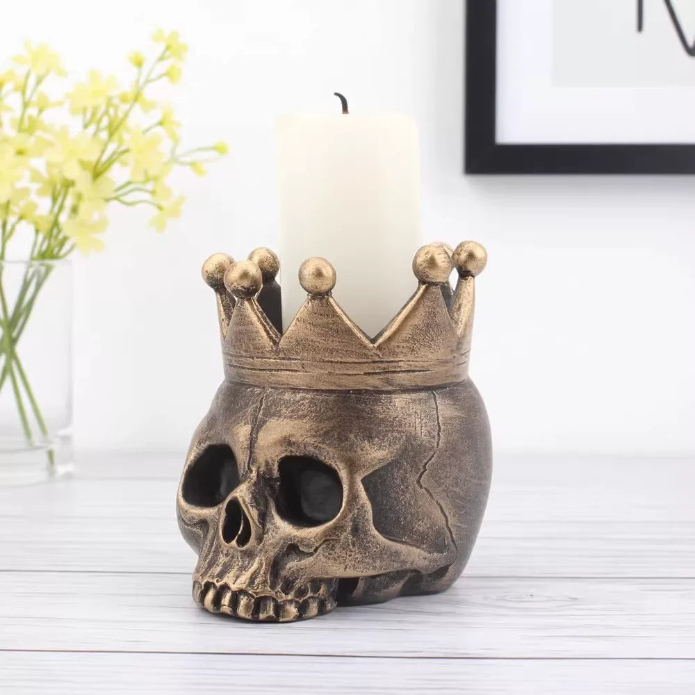 Crowned Skull Candle Holder