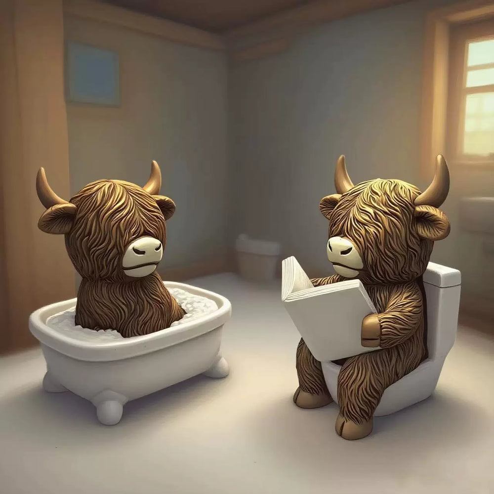 Highland Cow Bathroom Statue