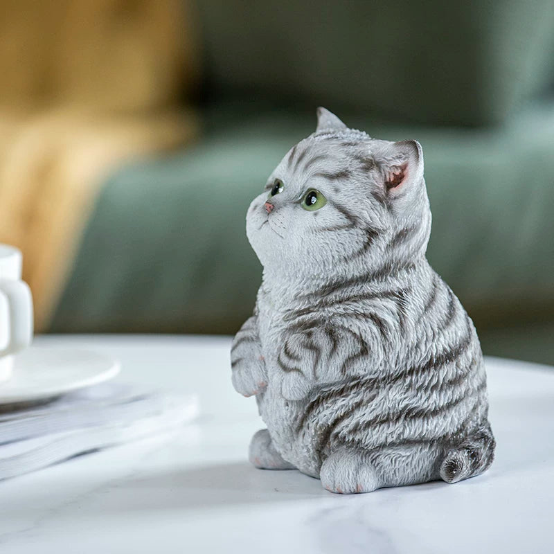 Gray Wealthy Cat figurine side view