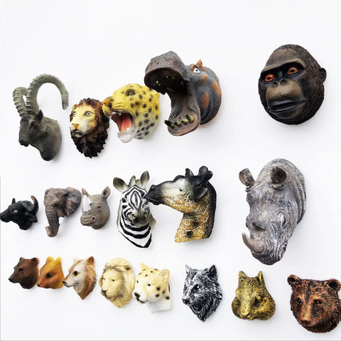 Animal-head magnet collection including Bronze Marmot