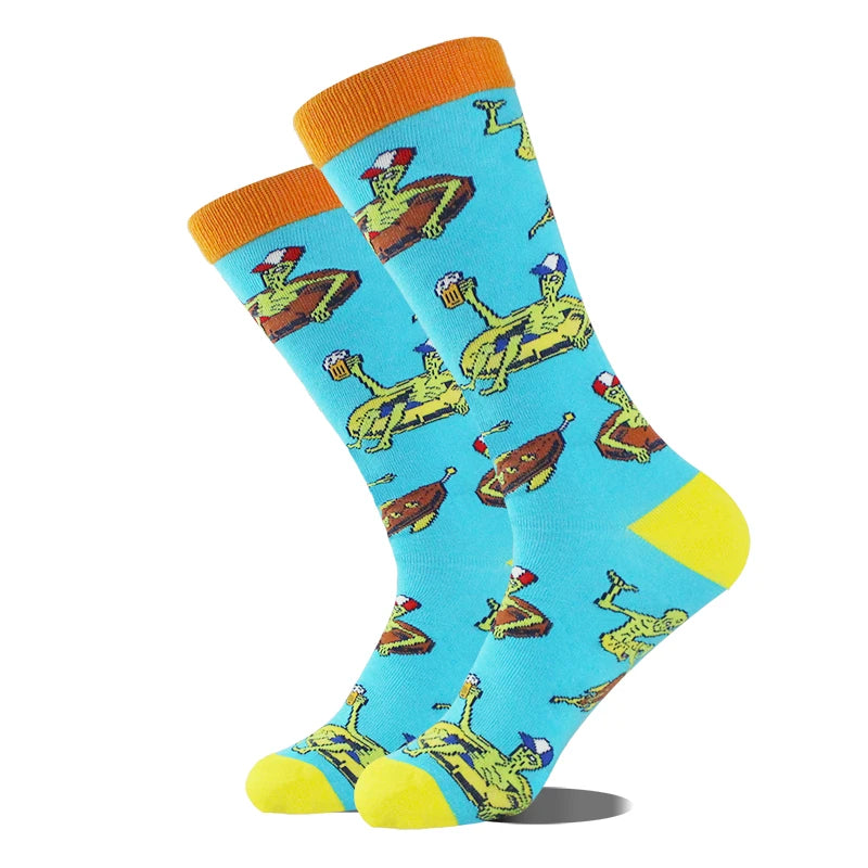 Funny novelty crew socks, party turtles design