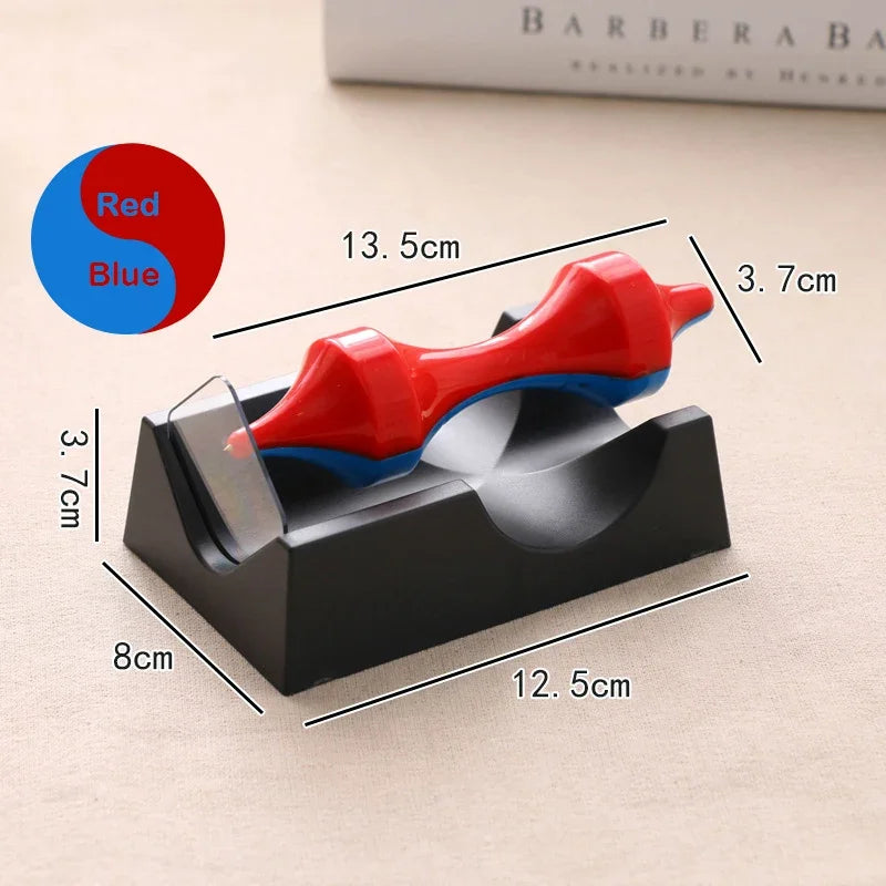 Red and blue top with base measurements, 12.5 by 8 cm