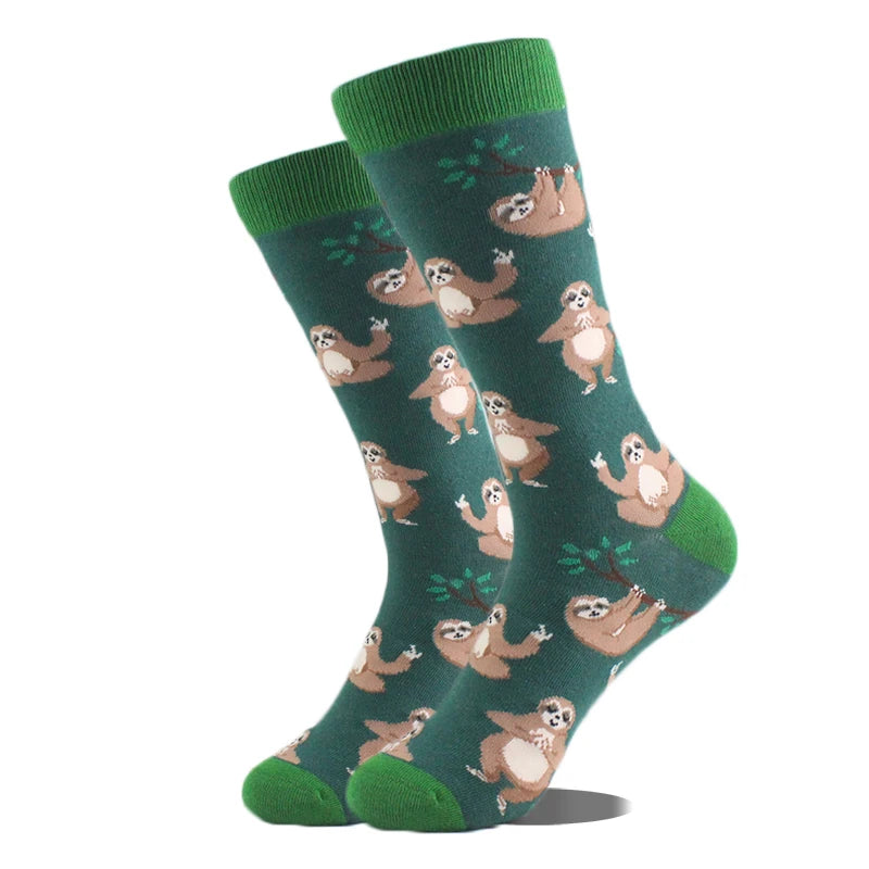 Funny novelty crew socks, sloths design