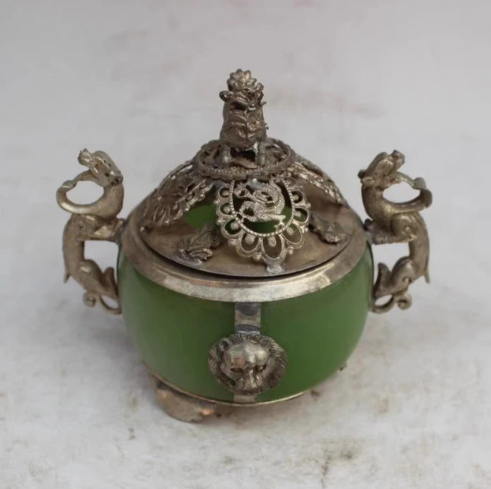 Jade Inlaid Dragon Censer