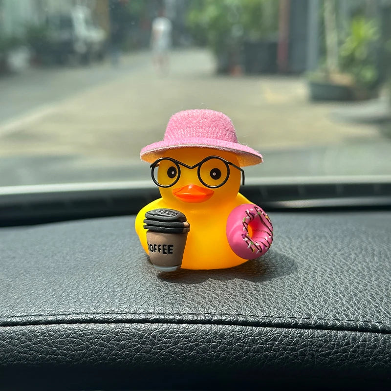 Pink Hat: the same duck in a pink felt bucket hat
