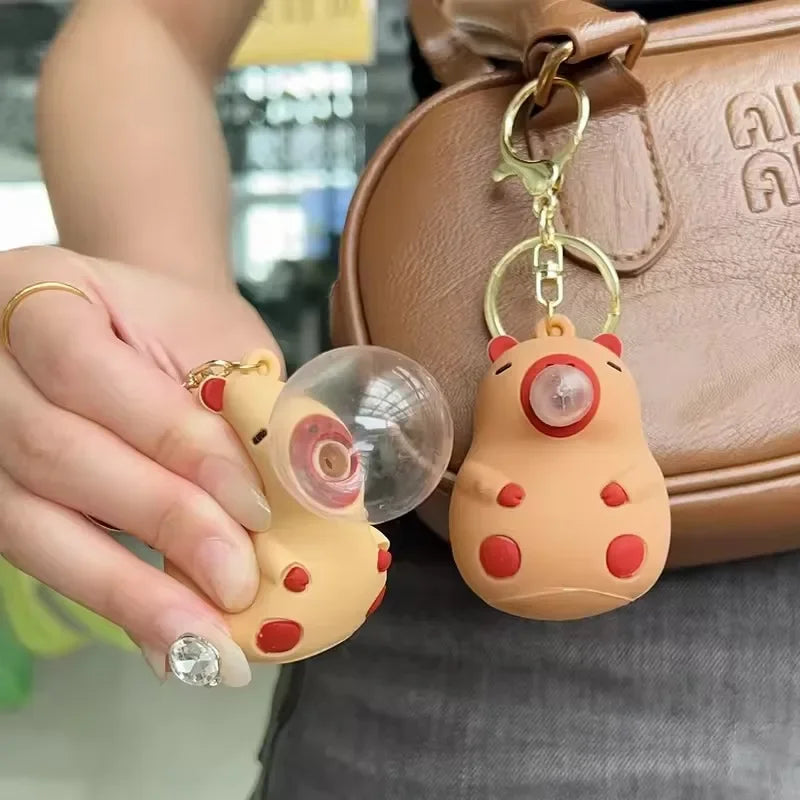 Bubble-Spitting Capybara Keychain