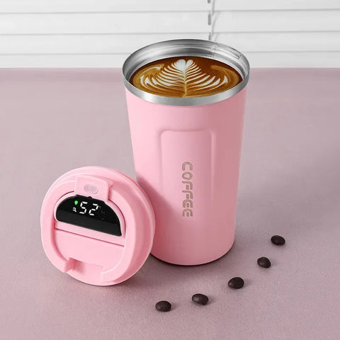 Temperature-Display Travel Mug - 380ML / Pink