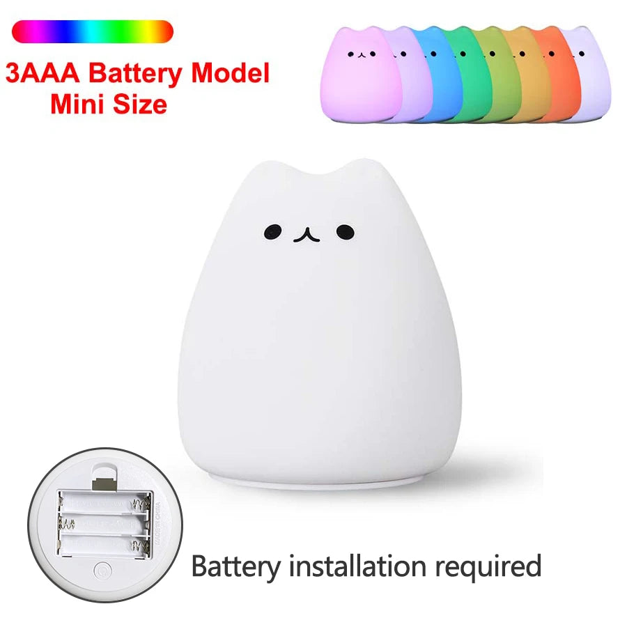 Plain round cat light, showing the three AAA battery compartment
