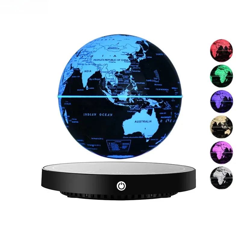Magnetic Levitating Globe - Black Colorful Light