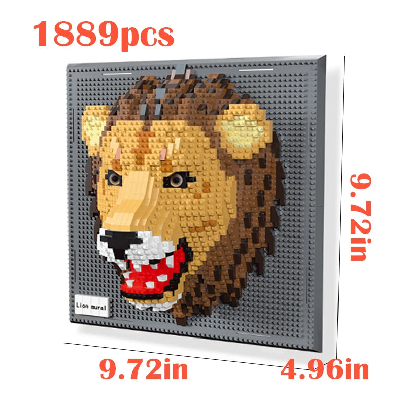 Maker card for the lion design: 1889 pieces, board face 9.72 by 9.72 inches
