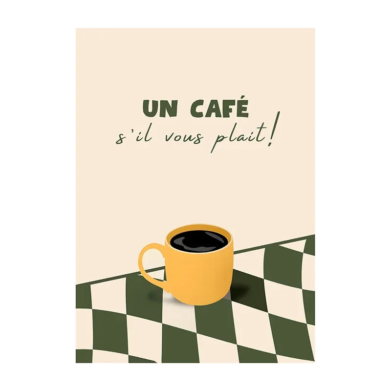 Coffee canvas print, design: Un Café, yellow mug