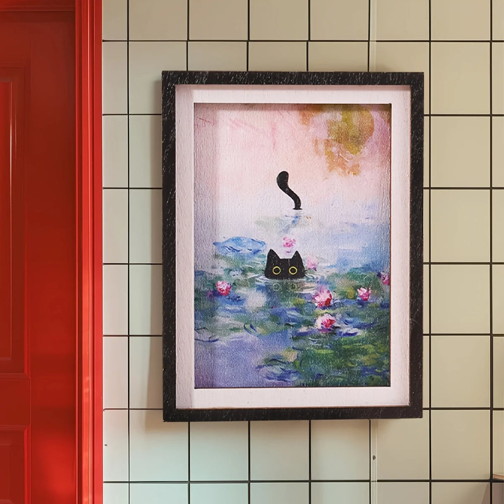 Flower-Pond Black Cat Magnet – view 3
