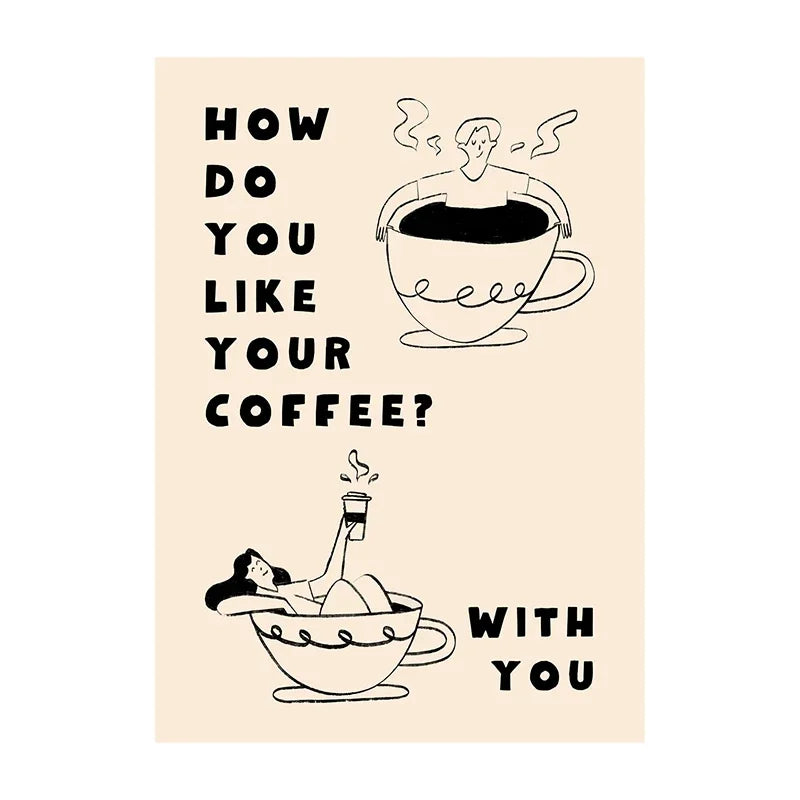 Coffee canvas print, design: How Do You Like Your Coffee, one cup
