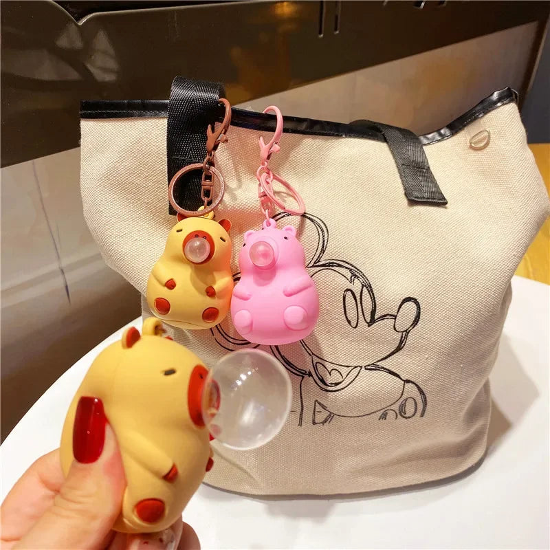 Bubble-Spitting Capybara Keychain