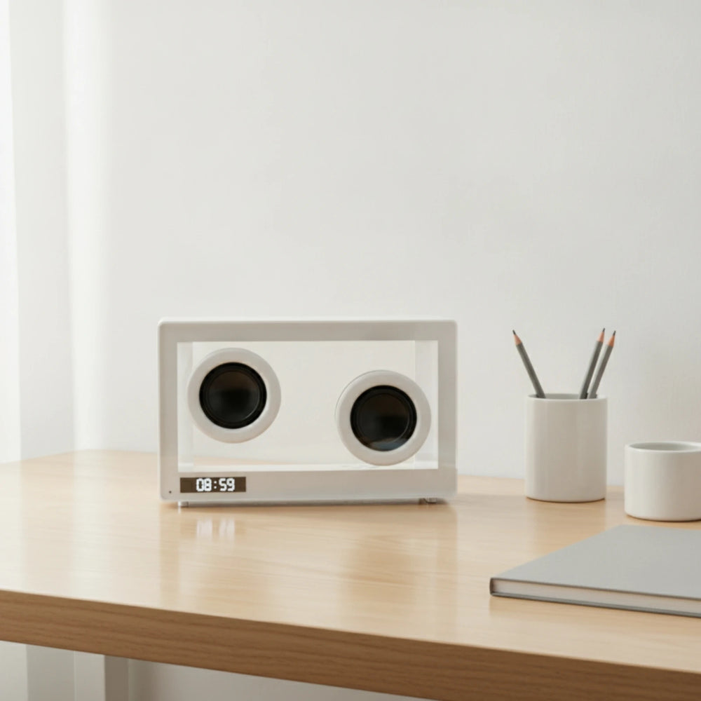 Transparent Bluetooth Clock Speaker front view