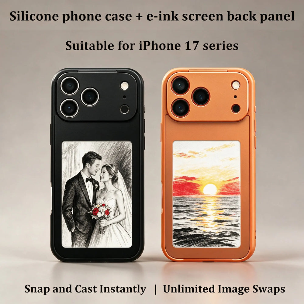 InkShift E-Ink Phone Case in black and orange