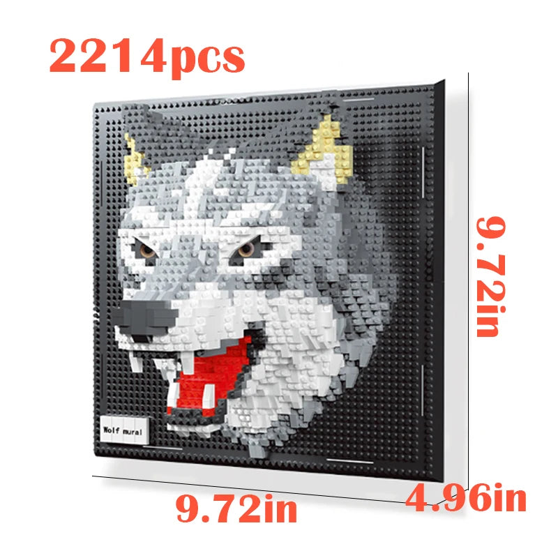 Maker card for the wolf design: 2214 pieces, board face 9.72 by 9.72 inches