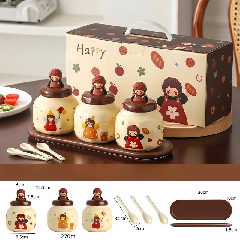 Household Ceramic Seasoning Jar Combination Set