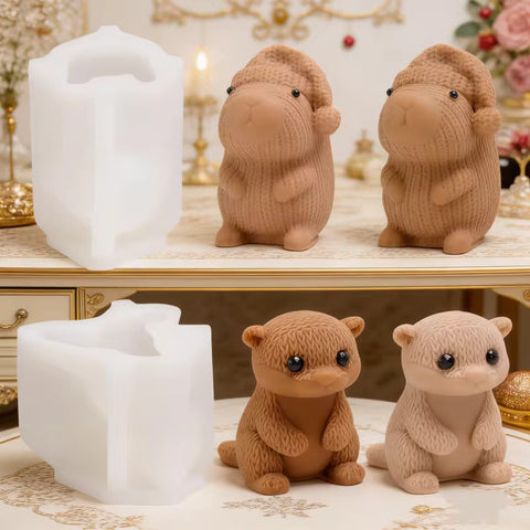 Crochet-Look Capybara Candle Mold