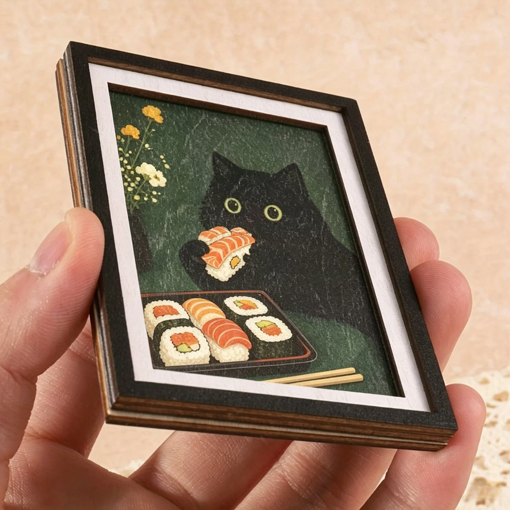 Black Cat Sushi Magnet