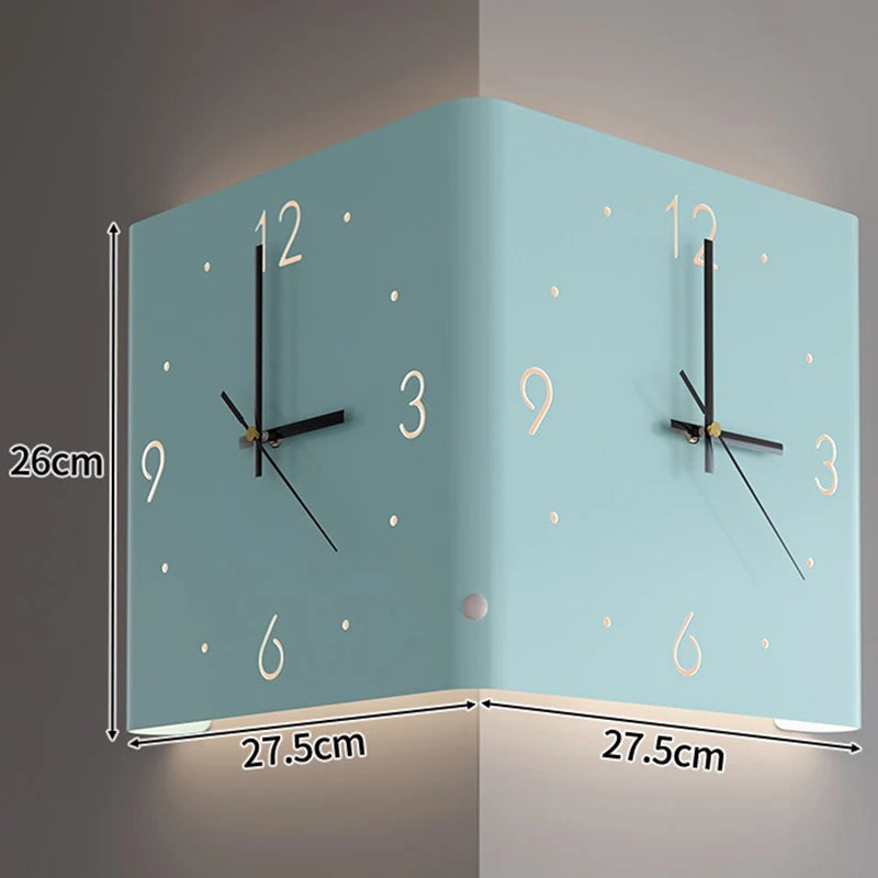 Double-Sided Corner Clock - Blue
