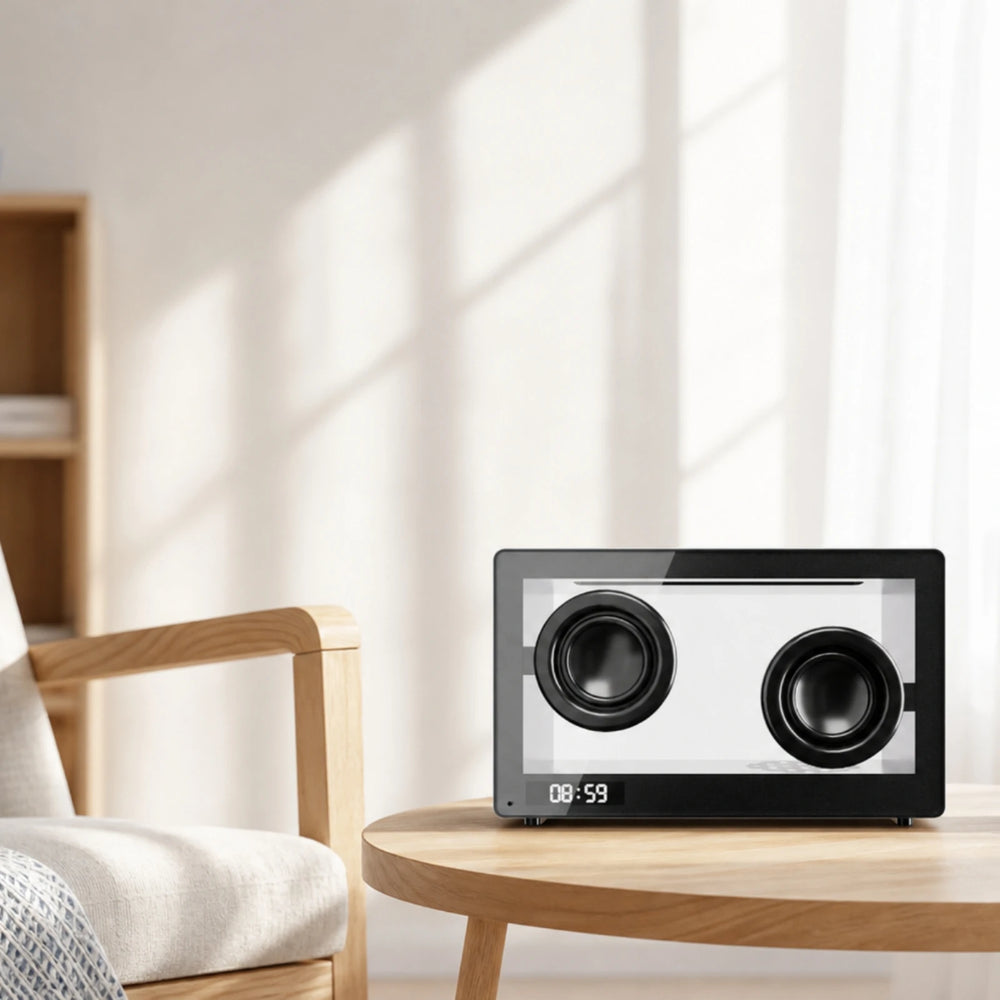 Transparent Bluetooth Clock Speaker display detail