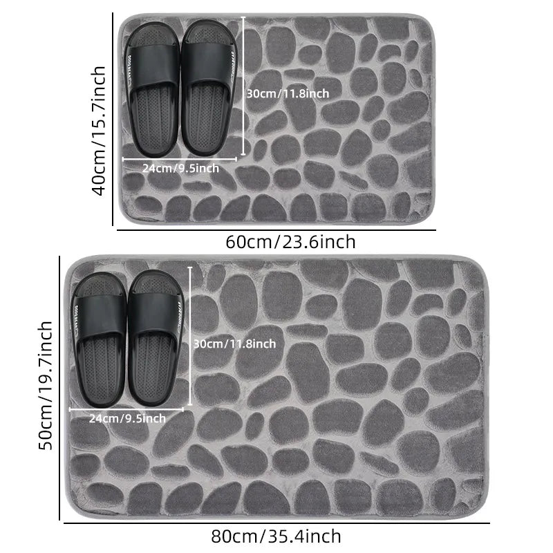 The maker's size chart: 40 x 60 cm and 50 x 80 cm, shown against a pair of slippers