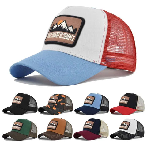 All nine colourways of the mountain patch mesh trucker cap