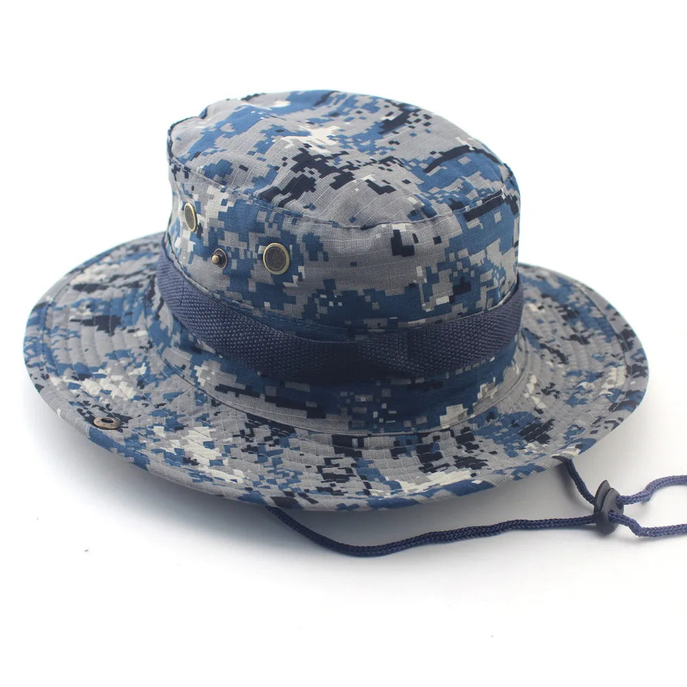 Boonie hat in a blue digital camouflage print