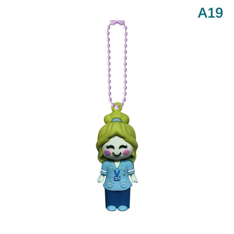 Blonde Nurse Blue Scrubs ampoule opener keychain
