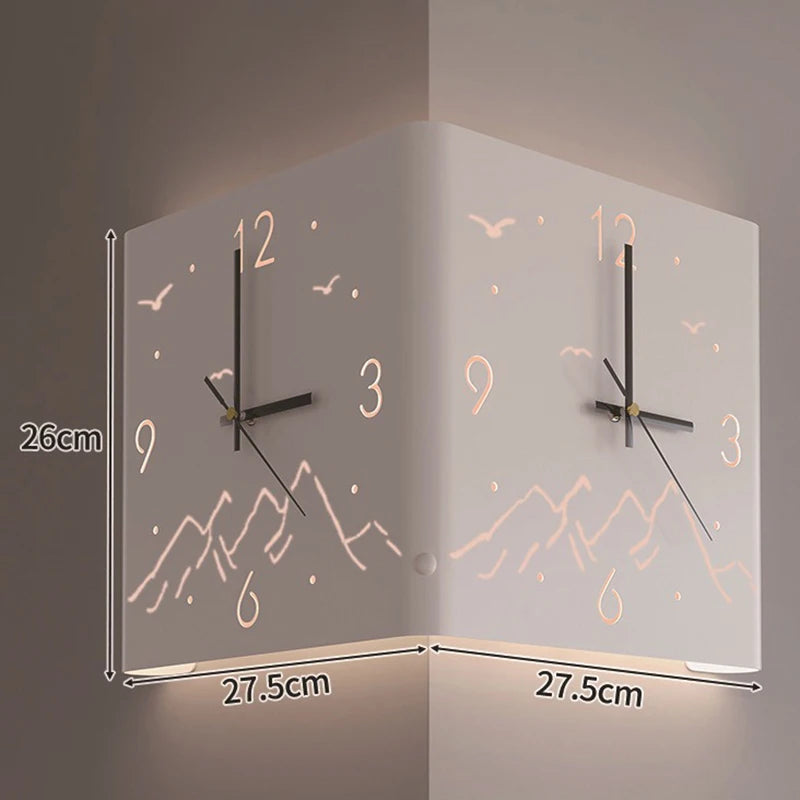 Double-Sided Corner Clock - White style 1