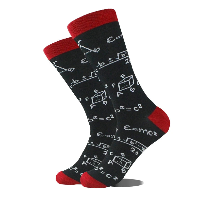 Funny novelty crew socks, physics formulas design