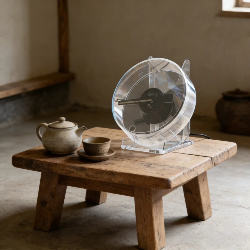 Mini Hologram Display Fan on a tabletop