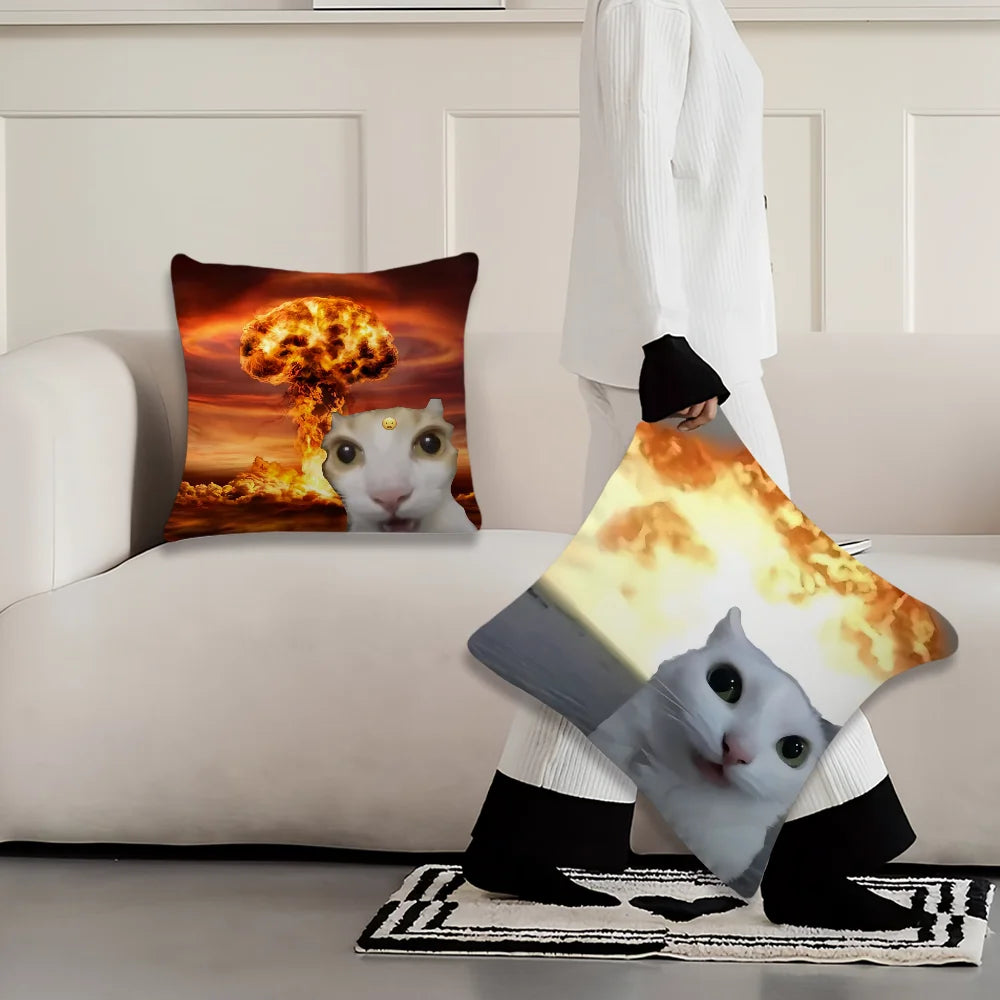 Funda de almohada con meme de gato