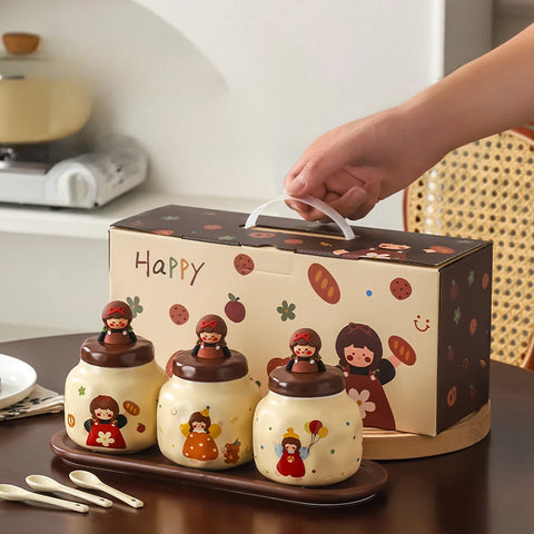 Household Ceramic Seasoning Jar Combination Set