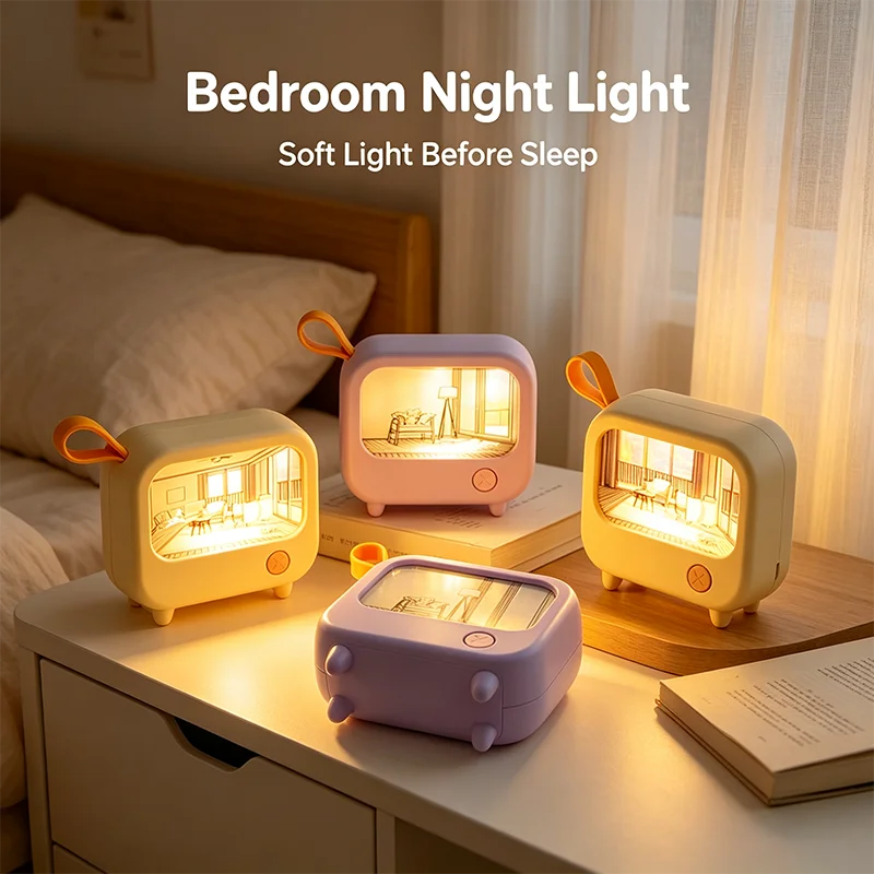 TV Painting Night Light Led Cute Child Learning Table Lamp