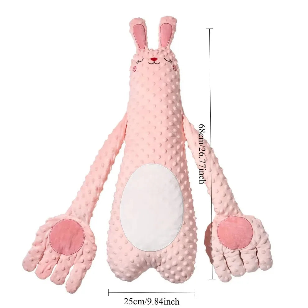 Maker diagram of the pink rabbit design giving the length as 68cm / 26.77in and the width as 25cm / 9.84in