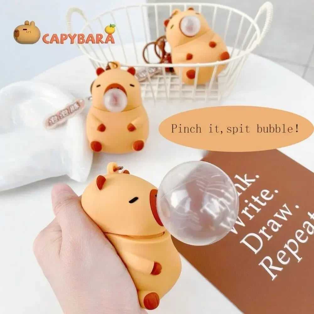 Bubble-Spitting Capybara Keychain