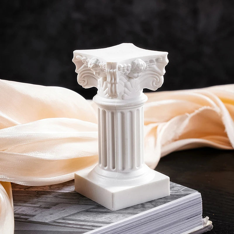 White: the column candle holder in white resin