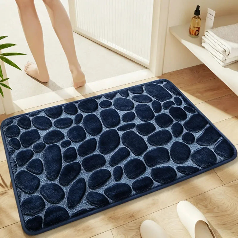 Dark Blue pebble-embossed bath mat