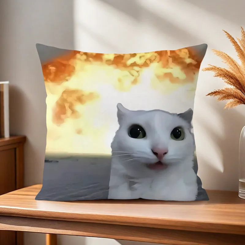 Funda de almohada con meme de gato
