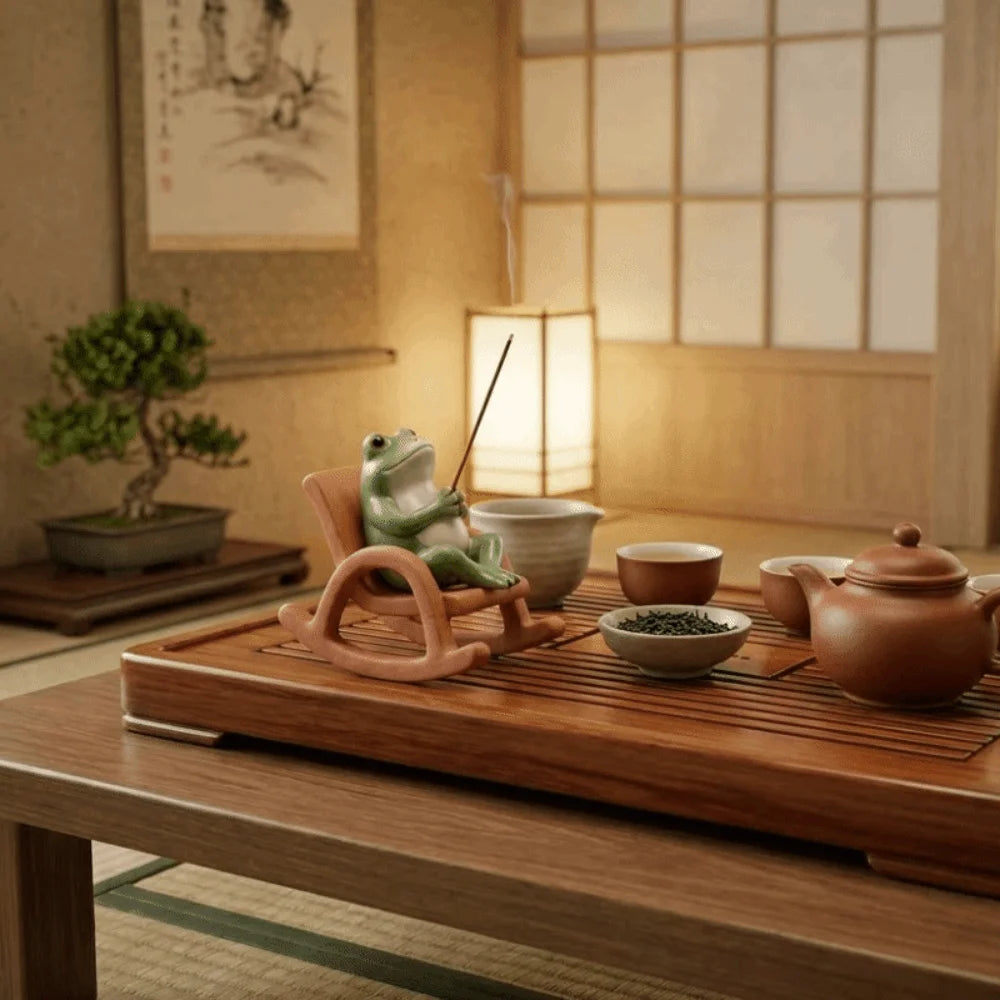 The incense holder on a tea table in a staged room