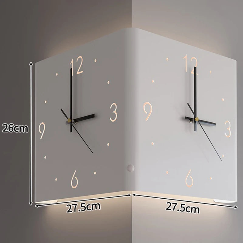 Double-Sided Corner Clock - White